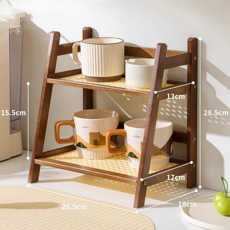 Bamboo Countertop Shelf - Dual Tiered Organizer