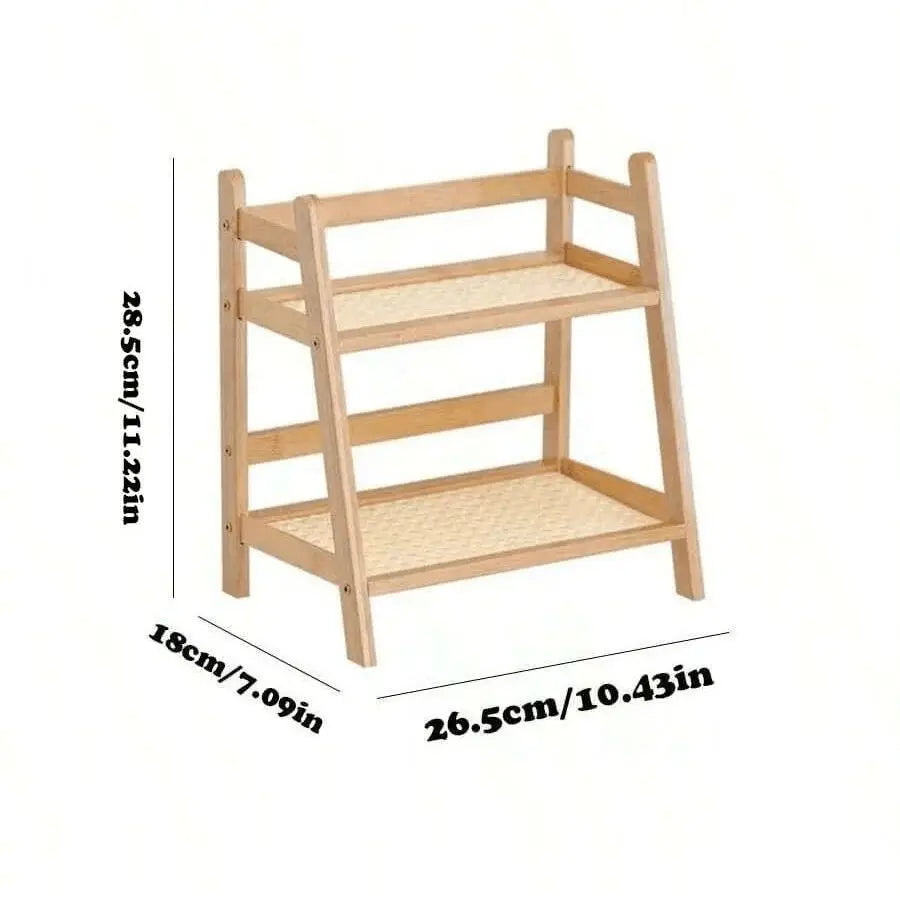 Bamboo Countertop Shelf - Dual Tiered Organizer
