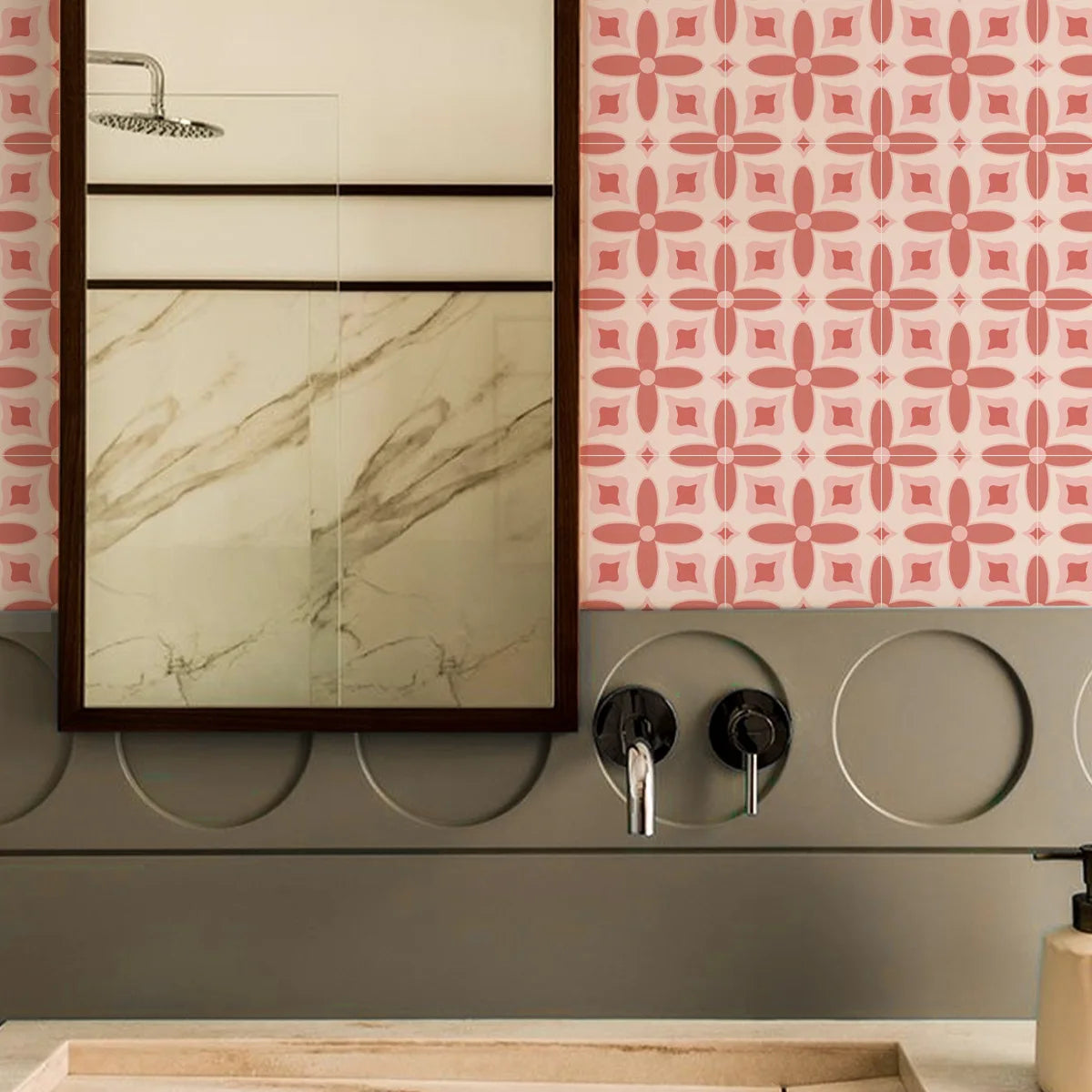 Retro Pink Tile Peel & Stick Decals (Set of 10)