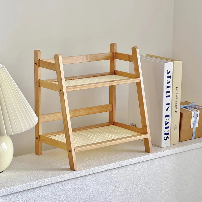 Bamboo Countertop Shelf - Dual Tiered Organizer