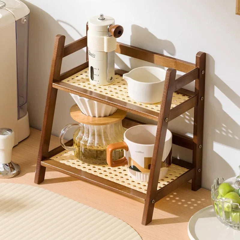 Bamboo Countertop Shelf - Dual Tiered Organizer