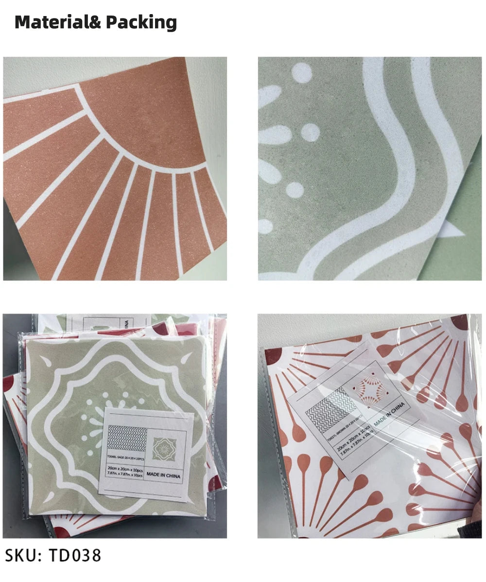Patterned Peel & Stick Tile Decals (Set of 10)