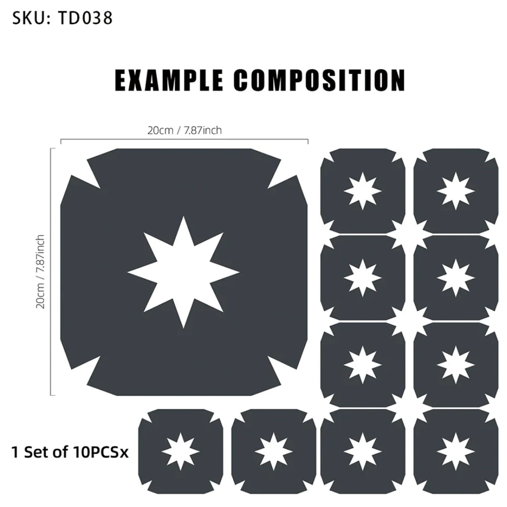 Patterned Peel & Stick Tile Decals (Set of 10)