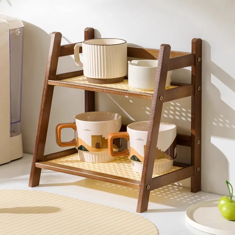 Bamboo Countertop Shelf - Dual Tiered Organizer