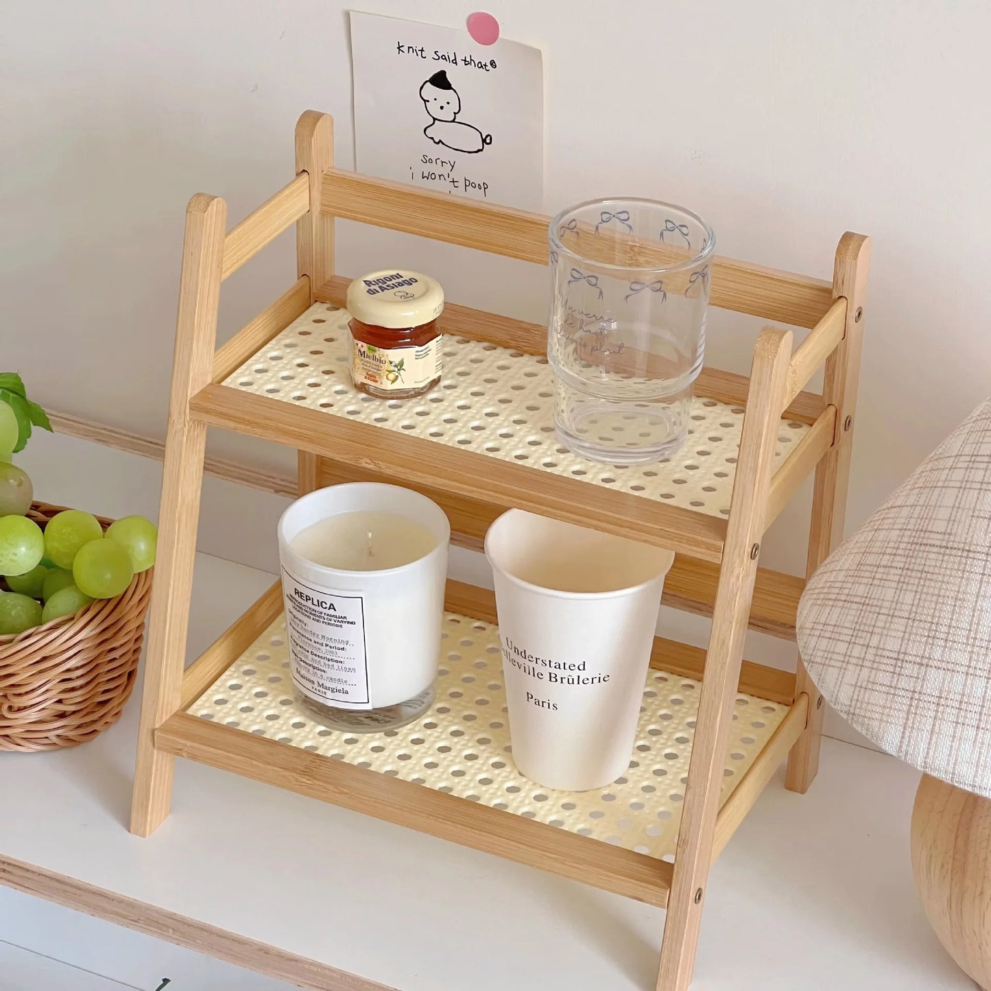 Bamboo Countertop Shelf - Dual Tiered Organizer