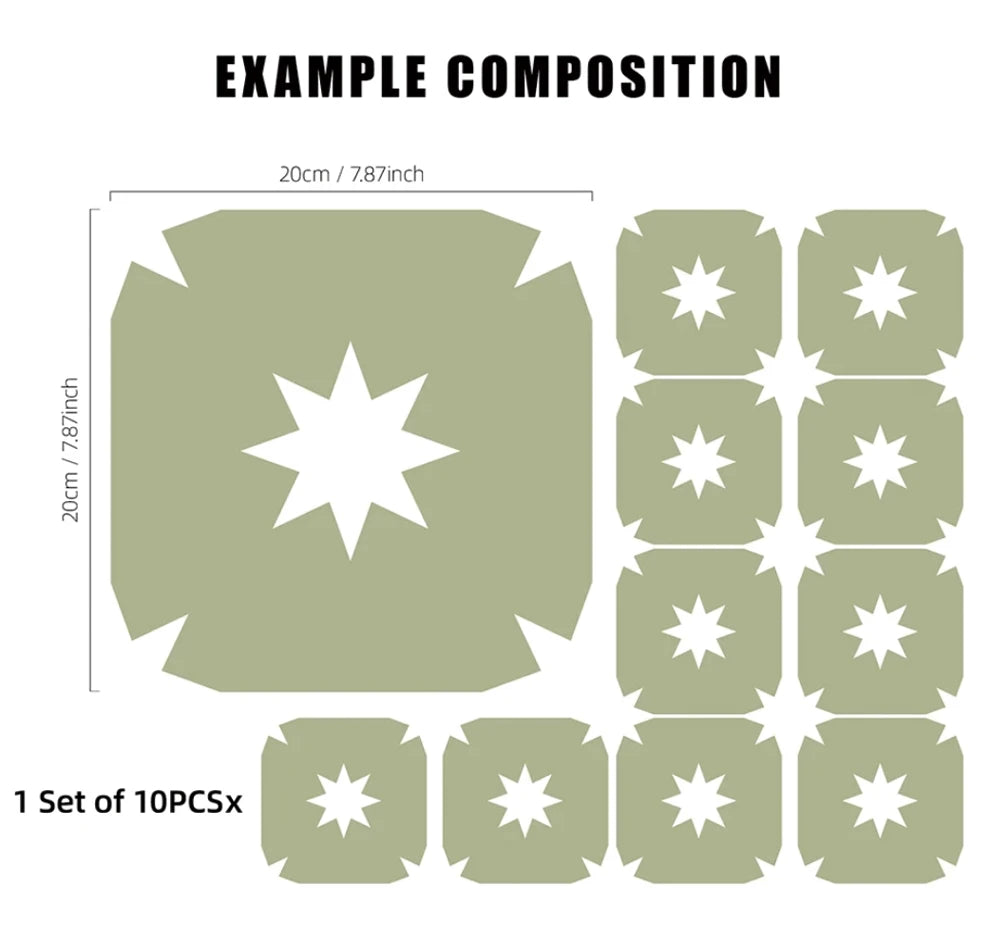 Patterned Peel & Stick Tile Decals (Set of 10)