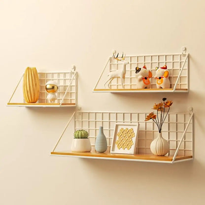 Renter-Friendly Floating Shelf with Wood & Metal Accents