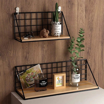 Renter-Friendly Floating Shelf with Wood & Metal Accents