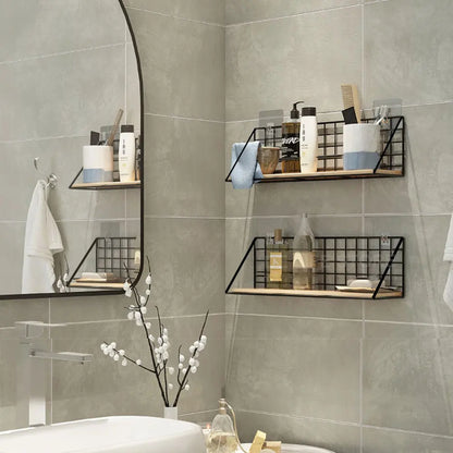 Renter-Friendly Floating Shelf with Wood & Metal Accents