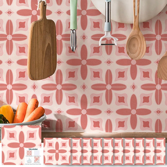 Retro Pink Tile Peel & Stick Decals (Set of 10)