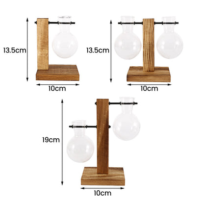 Glass Bulb Vase with Wooden Stand